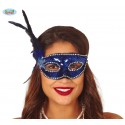 ANTIFAZ LENTEJUELAS AZUL CON PLUMA