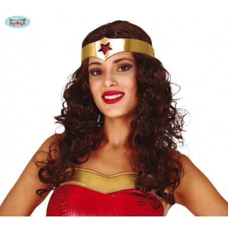 PELUCA SUPERHEROINA CON DIADEMA EN CAJA