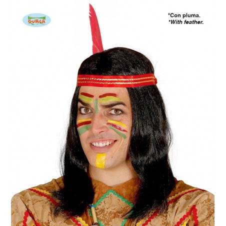 PELUCA INDIO CON CINTA Y PLUMA(ENVASE CAJA)