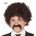 PELUCA RIZOS CASTAÑA CON BIGOTE EN CAJA