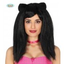 PELUCA MELENA NEGRA CON OREJAS EN CAJA