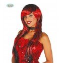 PELUCA MELENA ROJA Y NEGRA EN CAJA