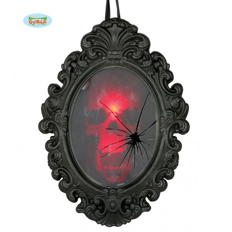 ESPEJO CON CALAVERA 25X36 CMS. LUZ Y SON.