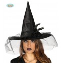 SOMBRERO BRUJA NEGRO CON FLOR