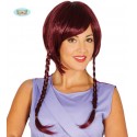 PELUCA CASTAÑA CON TRENZAS