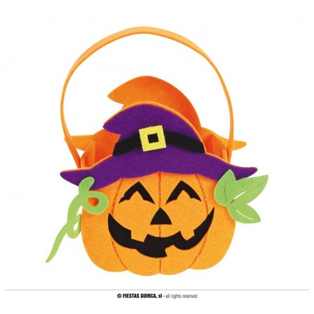 CESTA CALABAZA FIELTRO 17 X 20 CMS.