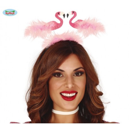 DIADEMA 2 FLAMENCOS CON PLUMAS