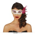 G12022 ANTIFAZ BLANCO CON PLUMA  ROSA