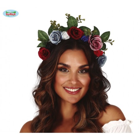 DIADEMA FLORES CON HOJAS