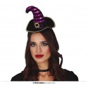 DIADEMA MINI SOMBRERO BRUJA NEGRO/LILA