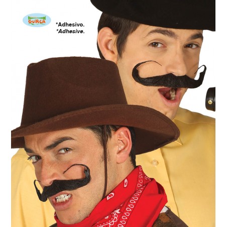 BIGOTE RIZADO NEGRO ADHESIVO