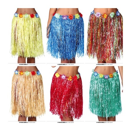 FALDA HAWAIANA 55 CM. COLORES