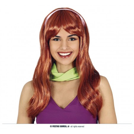 PELUCA MELENA CASTAÑA CON CINTA EN CAJA