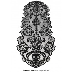 DECOR.ENCAJE NEGRO MESA, CALAVERAS 180X35 CM
