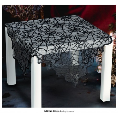 DECOR.ENCAJE NEGRO MESA, TELARAÑA 100X75 CM