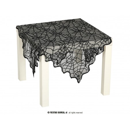 DECOR.ENCAJE NEGRO MESA, TELARAÑA 100X75 CM