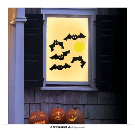 DECORACION GEL MURCIELAGOS, 20X25 CMS.