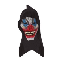 MASCARA PAYASO CON CAPUCHA NEGRA LATEX