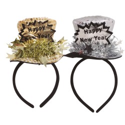 DIADEMA CHISTERA "HAPPY NEW YEAR" SURT.PLATA Y ORO