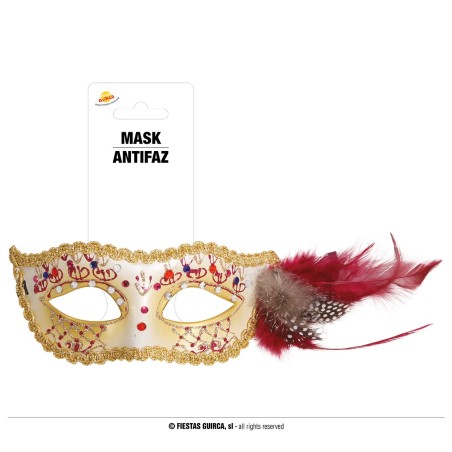 G12022 ANTIFAZ BLANCO CON PLUMA  ROSA
