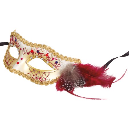 G12022 ANTIFAZ BLANCO CON PLUMA  ROSA