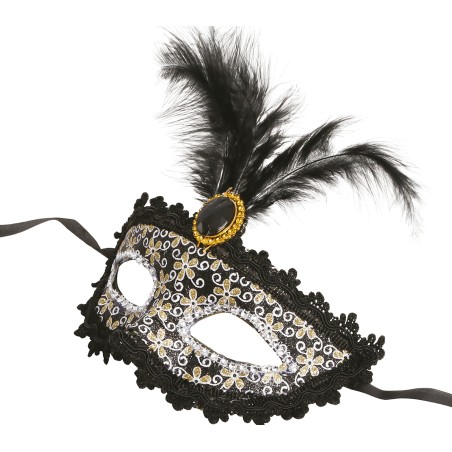 ANTIFAZ NEGRO CON PLUMA
