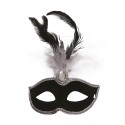 ANTIFAZ TERCIOPELO NEGRO CON PLUMA BLANCA