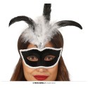 ANTIFAZ TERCIOPELO NEGRO CON PLUMA BLANCA