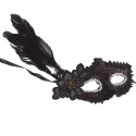 ANTIFAZ NEGRO CON FLOR Y PLUMA
