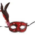 ANTIFAZ LENTEJUELAS ROJO CON PLUMA