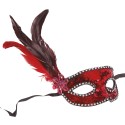 ANTIFAZ LENTEJUELAS ROJO CON PLUMA
