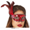 ANTIFAZ LENTEJUELAS ROJO CON PLUMA