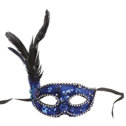 ANTIFAZ LENTEJUELAS AZUL CON PLUMA