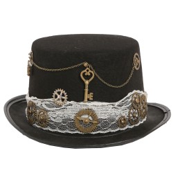 CHISTERA DAMA STEAMPUNK FIELTRO NEGRO