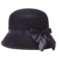 SOMBRERO NEGRO DAMA AÑOS 20