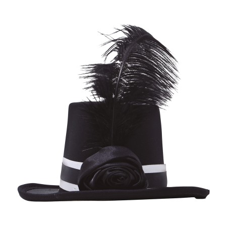 CHISTERA MINI HAT NEGRA CON PLUMAS
