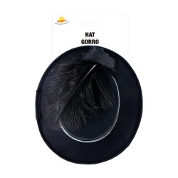 CHISTERA MINI HAT NEGRA CON PLUMAS