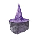 SOMBRERO BRUJA LILA CON VELO