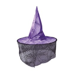 SOMBRERO BRUJA LILA CON VELO