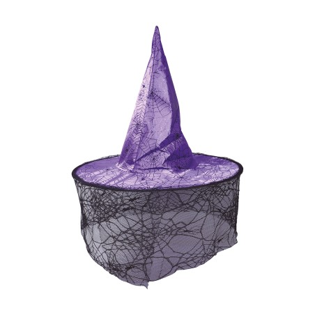 SOMBRERO BRUJA LILA CON VELO