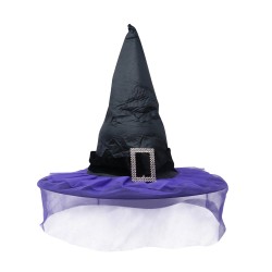 SOMBRERO BRUJA NEGRO CON VELO