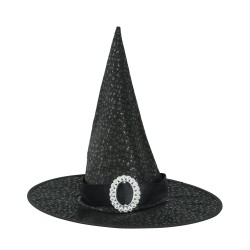 SOMBRERO BRUJA NEGRO CON HEBILLA