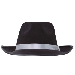 SOMBRERO GANSTER NEGRO CINTA BLANCA
