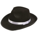 SOMBRERO GANSTER NEGRO CINTA BLANCA