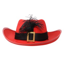 SOMBRERO FIELTRO MOSQUETERO ROJO