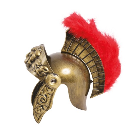 CASCO ROMANO INFANTIL ORO CON PLUMA