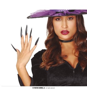 10 UÑAS NEGRAS CON ADHESIVO