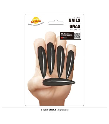 10 UÑAS NEGRAS CON ADHESIVO