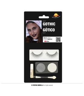 SET MAQUILLAJE CON PESTAÑAS PLATA/BLANCO