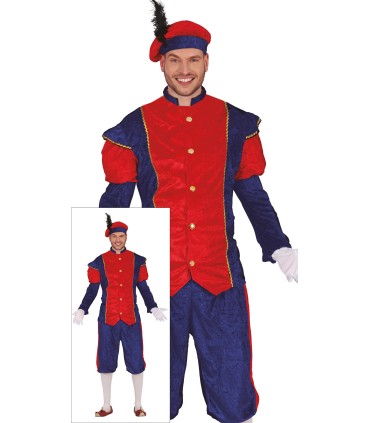 DISFRAZ DE PAJE AZUL Y ROJO ADULTO